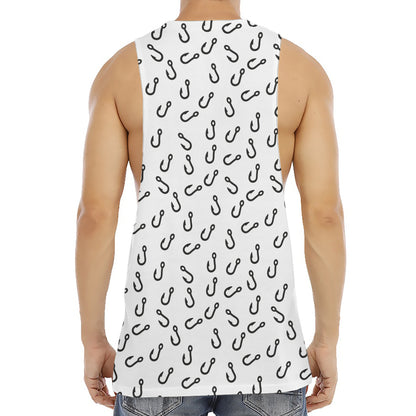 Fish Hook Pattern Print Men's Muscle Tank Top