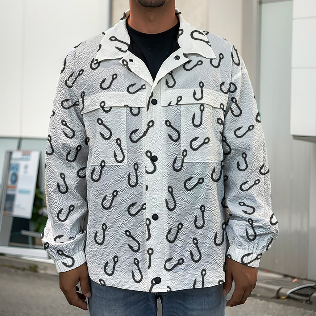 Fish Hook Pattern Print Men's Shirt Jacket