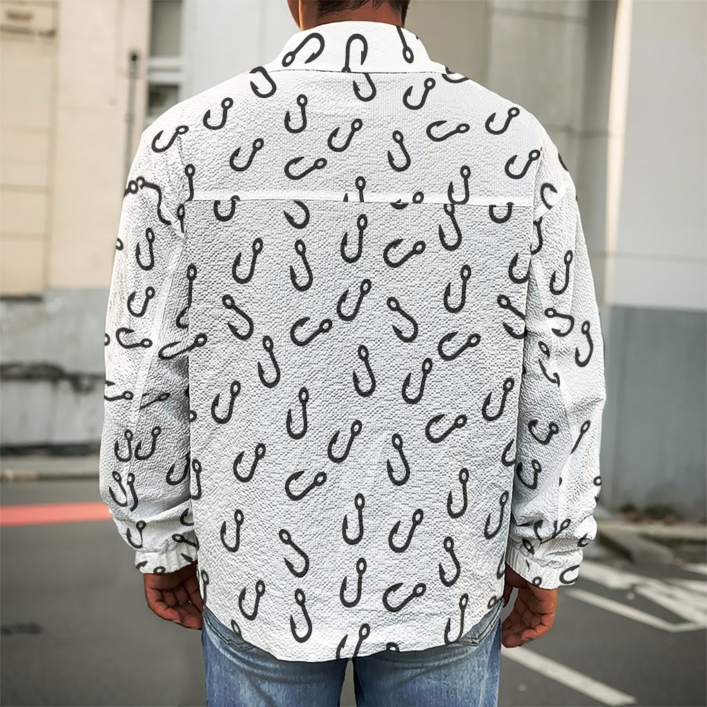Fish Hook Pattern Print Men's Shirt Jacket