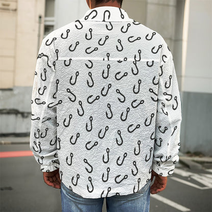 Fish Hook Pattern Print Men's Shirt Jacket