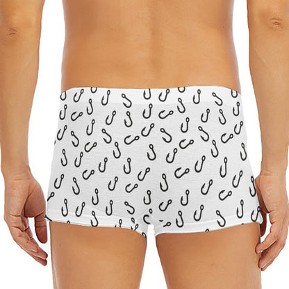 Fish Hook Pattern Print Men's Short Boxer Briefs