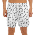 Fish Hook Pattern Print Men's Split Running Shorts
