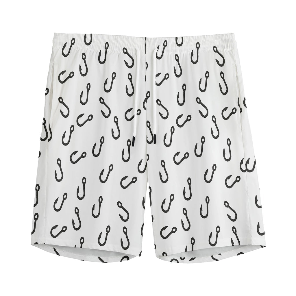 Fish Hook Pattern Print Men's Sports Shorts