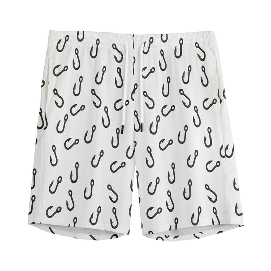 Fish Hook Pattern Print Men's Sports Shorts