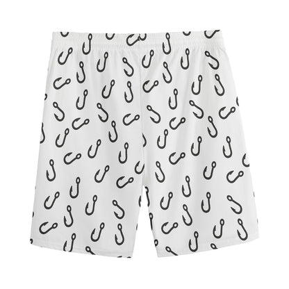 Fish Hook Pattern Print Men's Sports Shorts