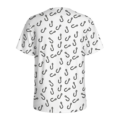 Fish Hook Pattern Print Men's Sports T-Shirt