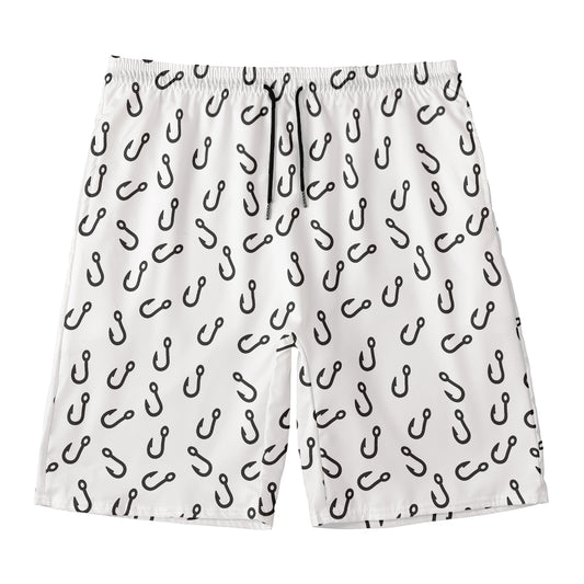 Fish Hook Pattern Print Men's Swim Trunks