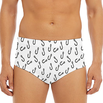 Fish Hook Pattern Print Men's Triangle Swim Briefs