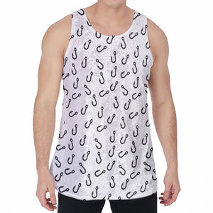 Fish Hook Pattern Print Men's Velvet Tank Top