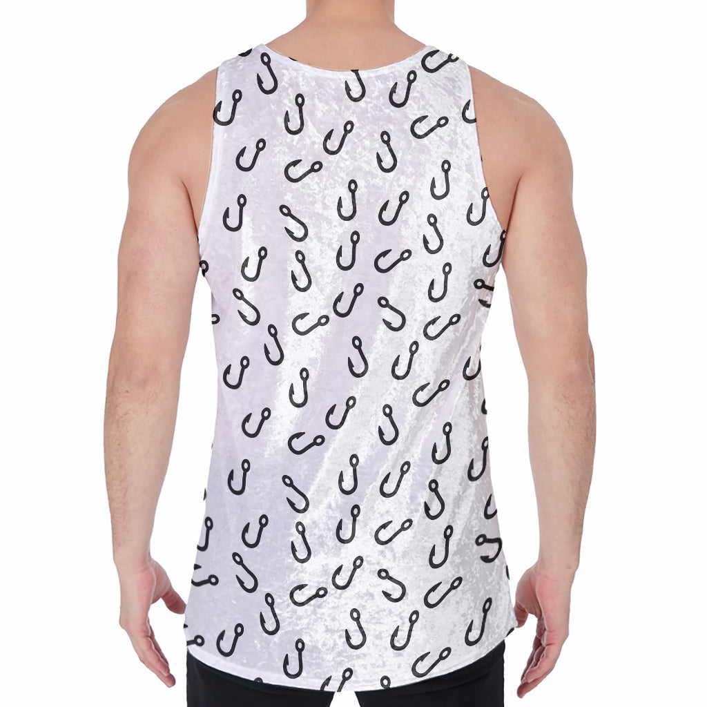 Fish Hook Pattern Print Men's Velvet Tank Top