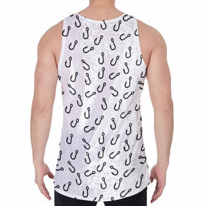 Fish Hook Pattern Print Men's Velvet Tank Top