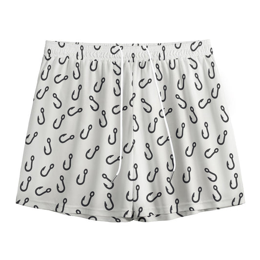 Fish Hook Pattern Print Mesh Shorts