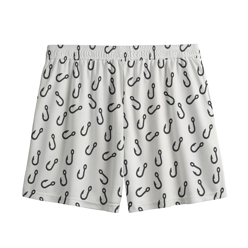 Fish Hook Pattern Print Mesh Shorts