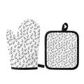 Fish Hook Pattern Print Oven Mitt And Pot Holder Set