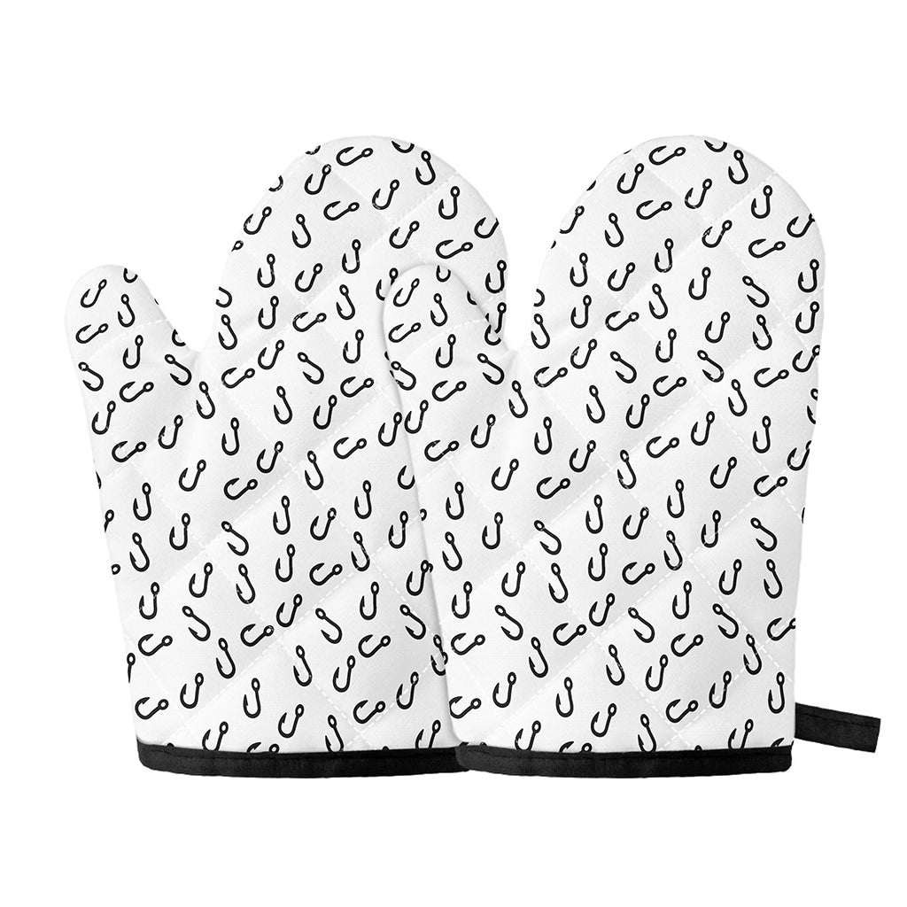 Fish Hook Pattern Print Oven Mitts