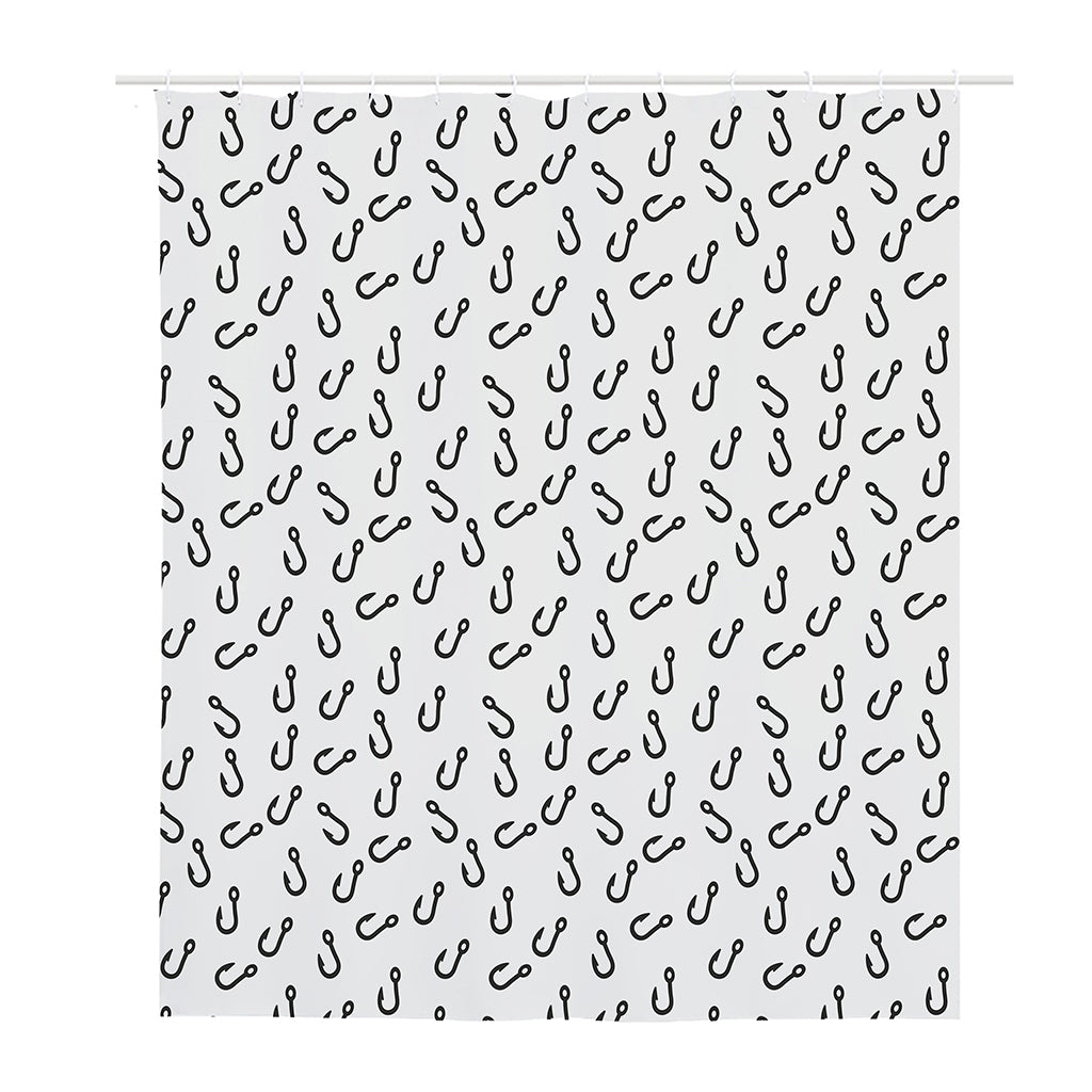 Fish Hook Pattern Print Polyester Shower Curtain