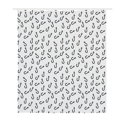 Fish Hook Pattern Print Polyester Shower Curtain