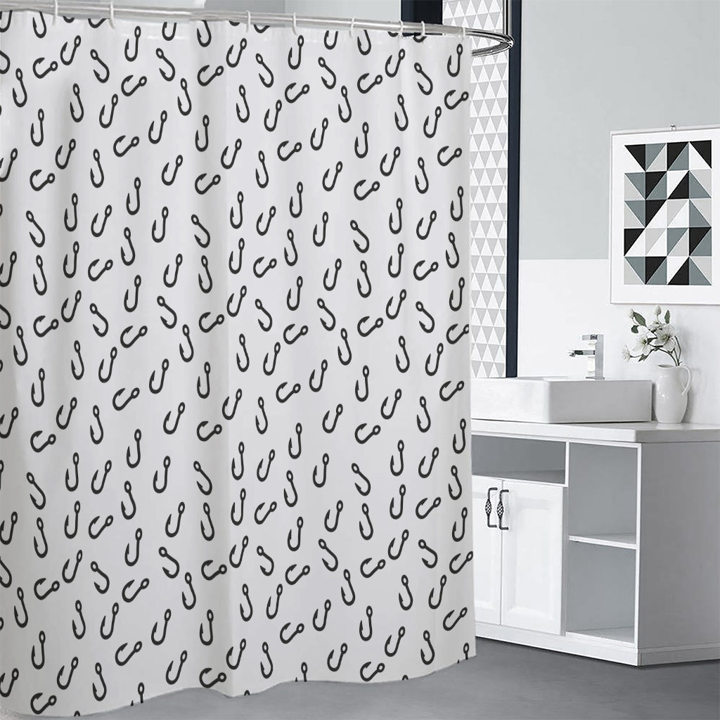 Fish Hook Pattern Print Premium Shower Curtain