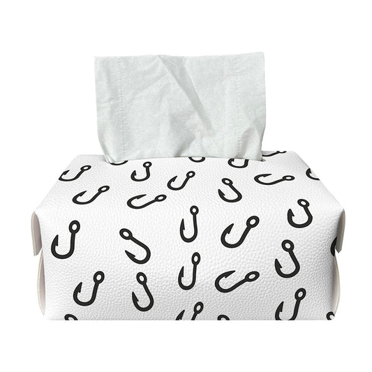 Fish Hook Pattern Print Rectangle Tissue Box Cover