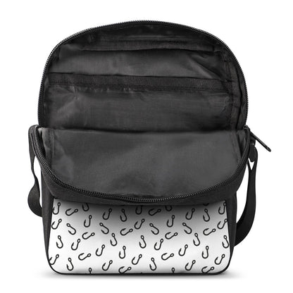 Fish Hook Pattern Print Rectangular Crossbody Bag