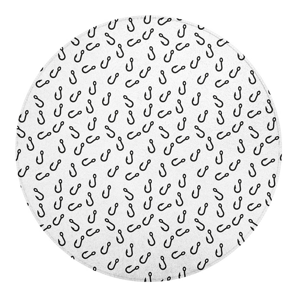 Fish Hook Pattern Print Round Blanket