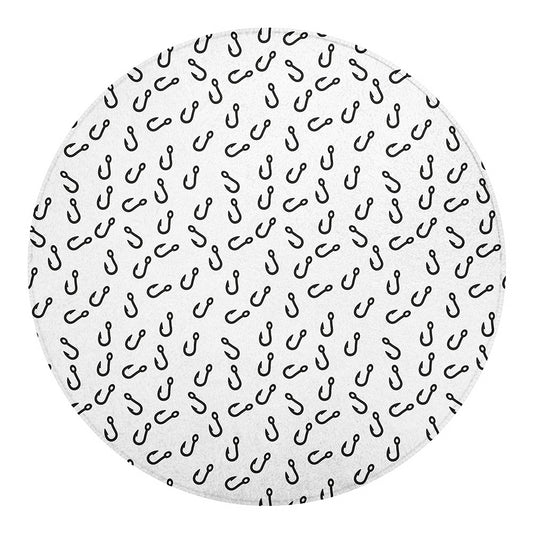 Fish Hook Pattern Print Round Blanket