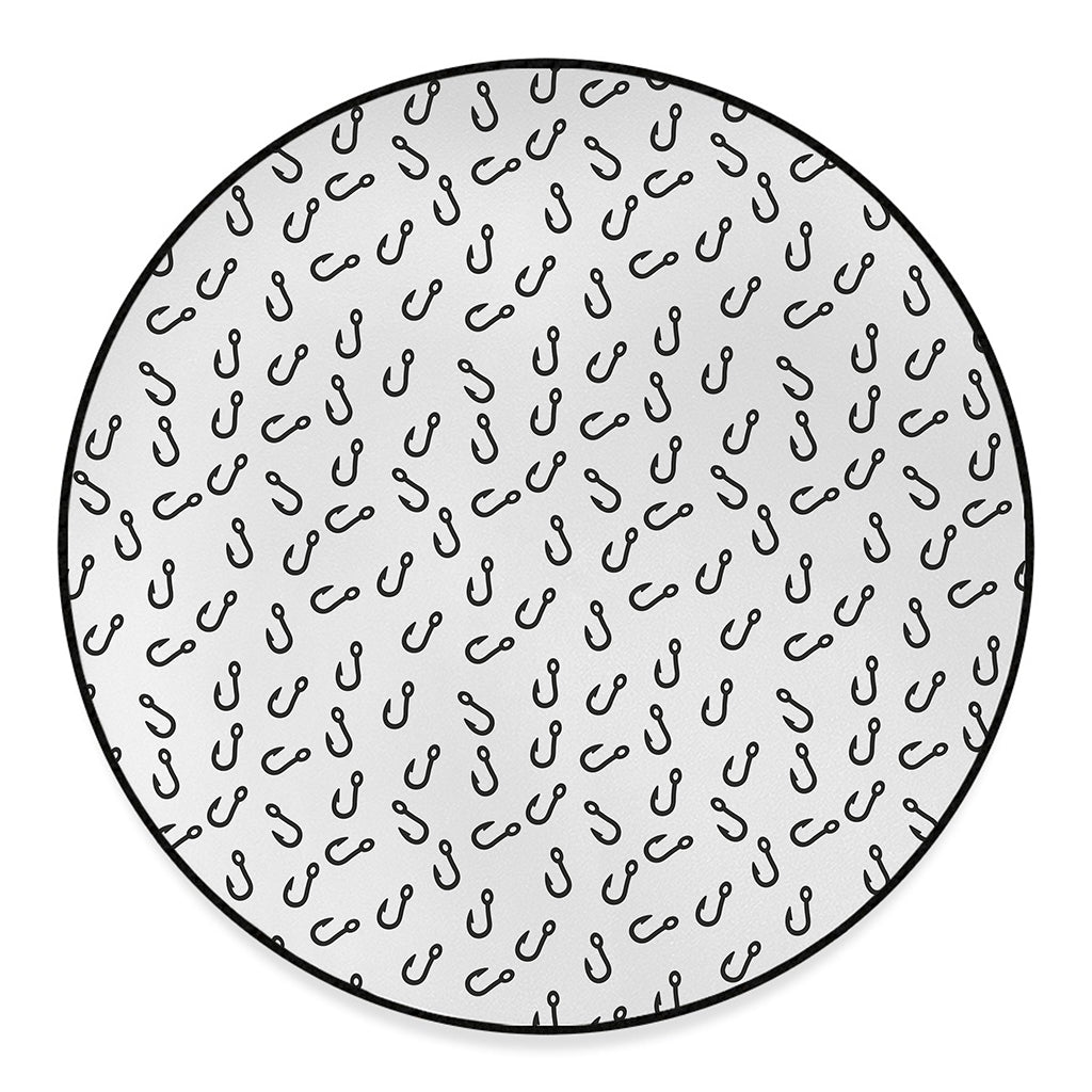 Fish Hook Pattern Print Round Floor Mat