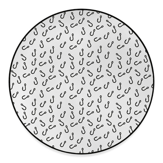Fish Hook Pattern Print Round Floor Mat