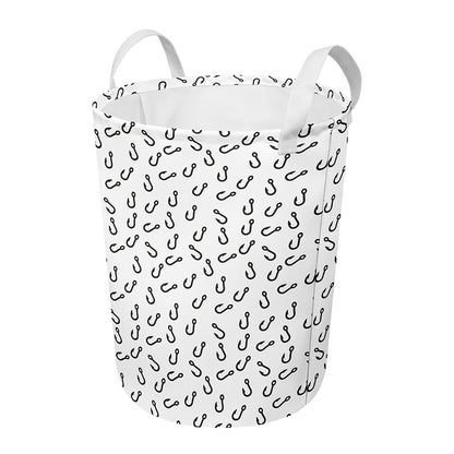 Fish Hook Pattern Print Round Laundry Basket