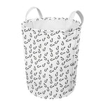 Fish Hook Pattern Print Round Laundry Basket