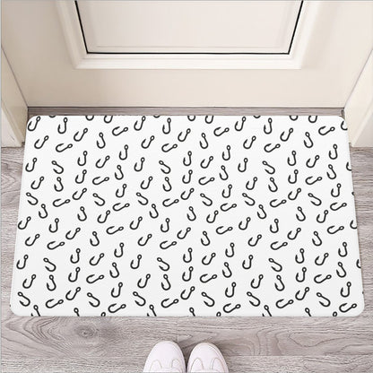 Fish Hook Pattern Print Rubber Doormat