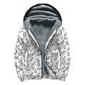 Fish Hook Pattern Print Sherpa Lined Zip Up Hoodie