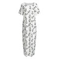 Fish Hook Pattern Print Short Sleeve Long Nightdress