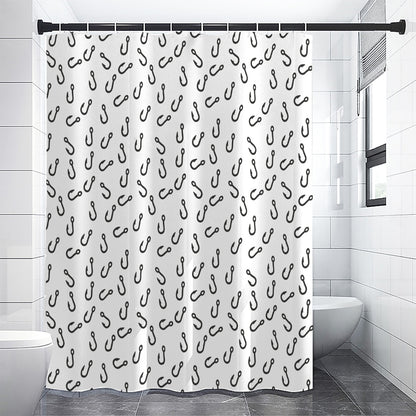 Fish Hook Pattern Print Shower Curtain