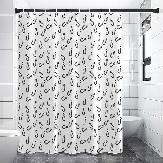 Fish Hook Pattern Print Shower Curtain