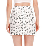 Fish Hook Pattern Print Side Slit Mini Skirt