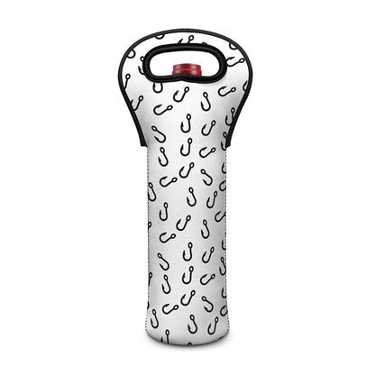 Fish Hook Pattern Print Single Neoprene Wine Tote