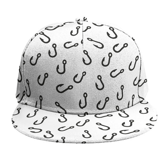 Fish Hook Pattern Print Snapback Cap