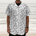 Fish Hook Pattern Print Textured Short Sleeve Shirt