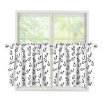 Fish Hook Pattern Print Tier Curtains