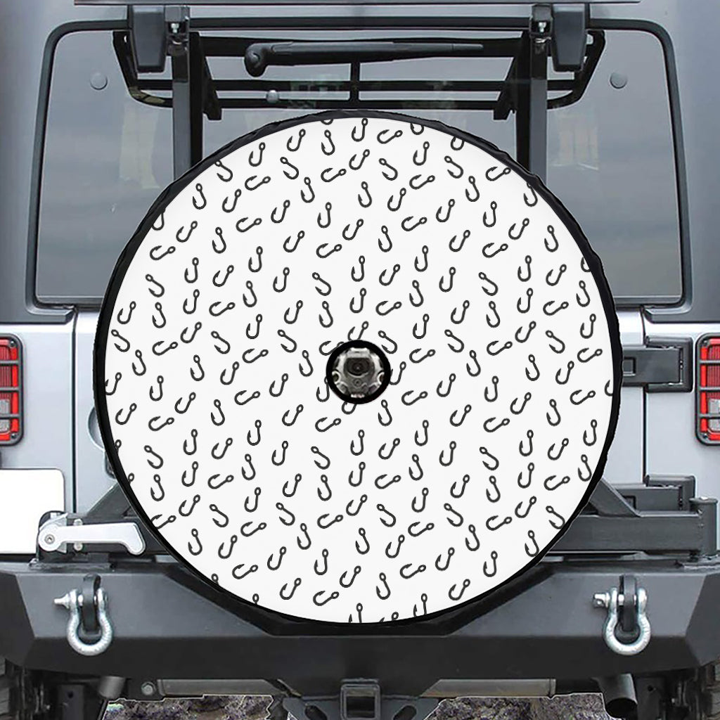 Fish Hook Pattern Print Tire Cover With Camera Hole