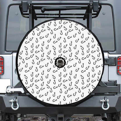 Fish Hook Pattern Print Tire Cover With Camera Hole