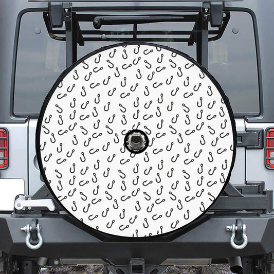 Fish Hook Pattern Print Tire Cover With Camera Hole
