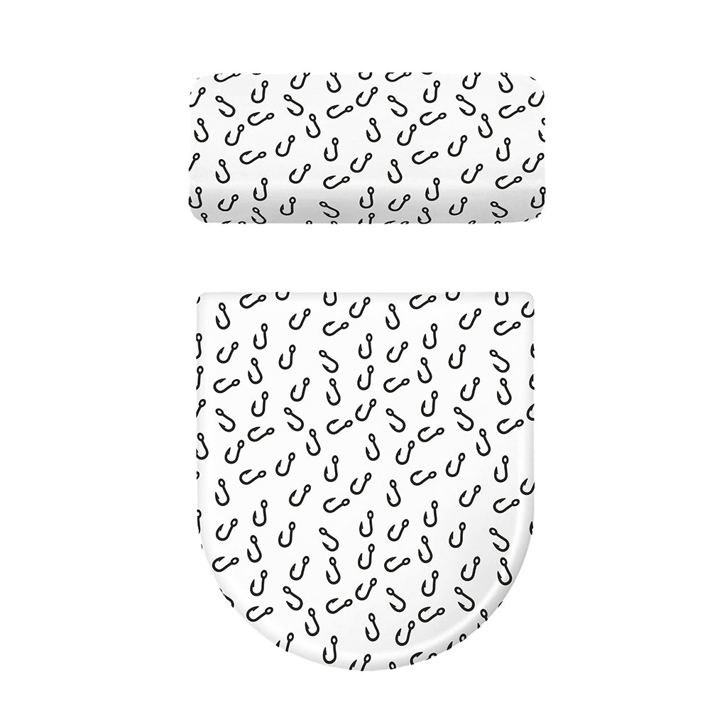 Fish Hook Pattern Print Toilet Lid And Tank Cover Set