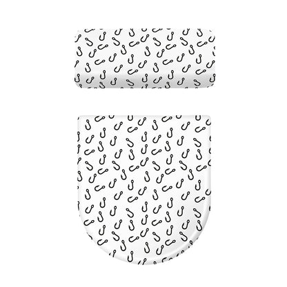 Fish Hook Pattern Print Toilet Lid And Tank Cover Set