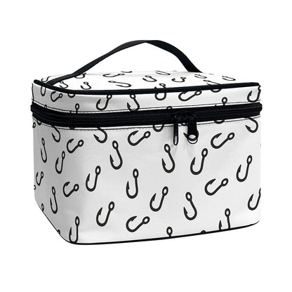 Fish Hook Pattern Print Travel Makeup Bag