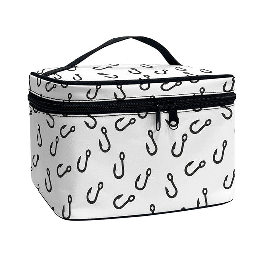 Fish Hook Pattern Print Travel Makeup Bag