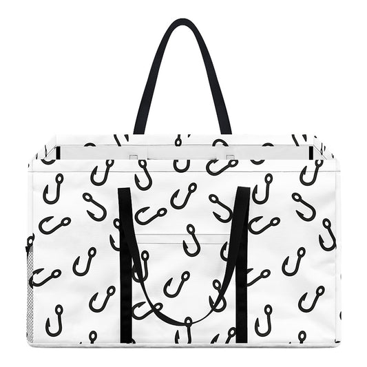 Fish Hook Pattern Print Utility Tote Bag
