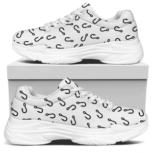 Fish Hook Pattern Print White Chunky Shoes