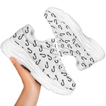 Fish Hook Pattern Print White Chunky Shoes